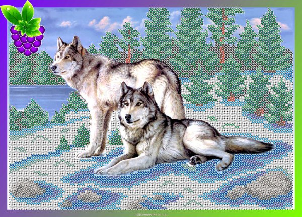 Вышивка крестиком волки