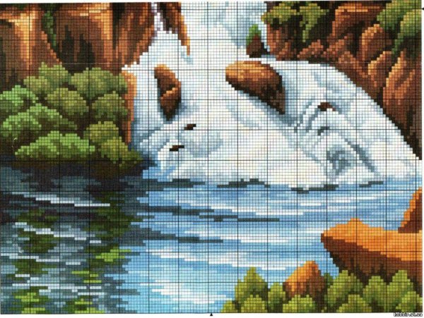 Вышивание водопад крестом