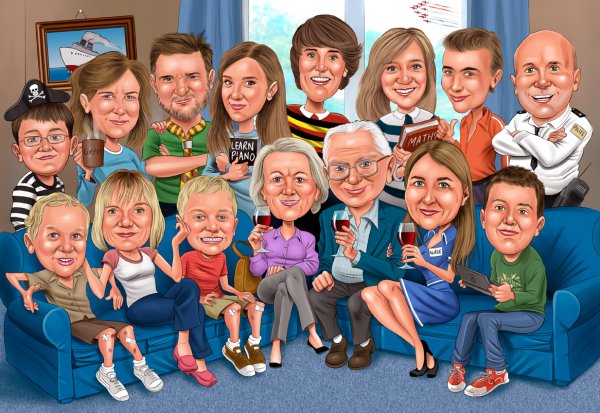 Шарж для большой семьи