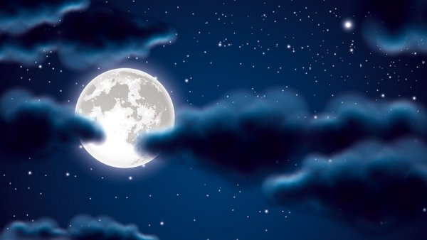 Нарисованное ночное небо с облаками