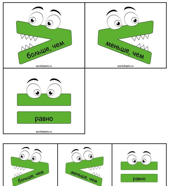 Знак больше меньше равно для дошкольников