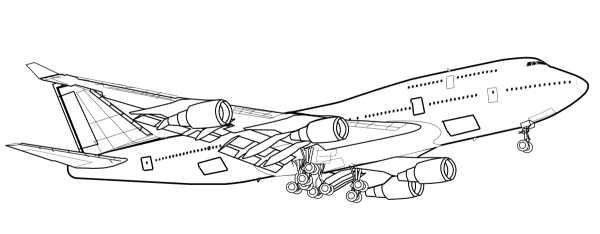 Раскраска самолет Боинг 747