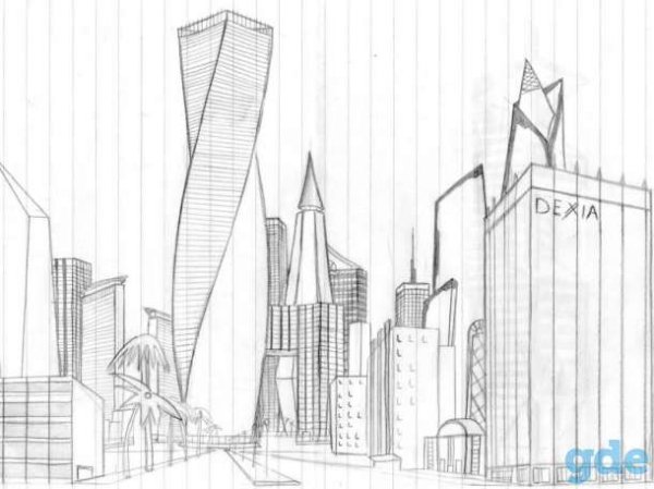 Эскиз современного города