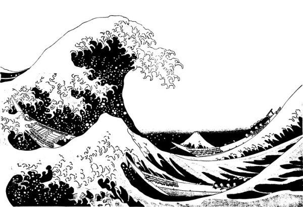 Хокусай большая волна контур