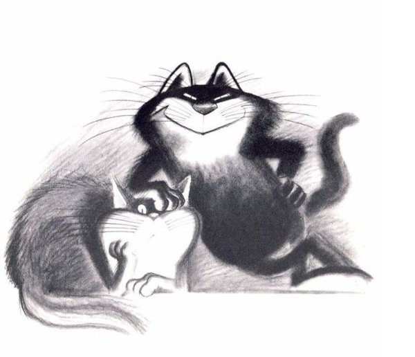 Рисованные котики обнимаются