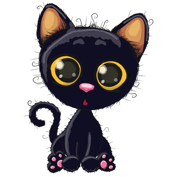 Мультяшный кот с большими глазами