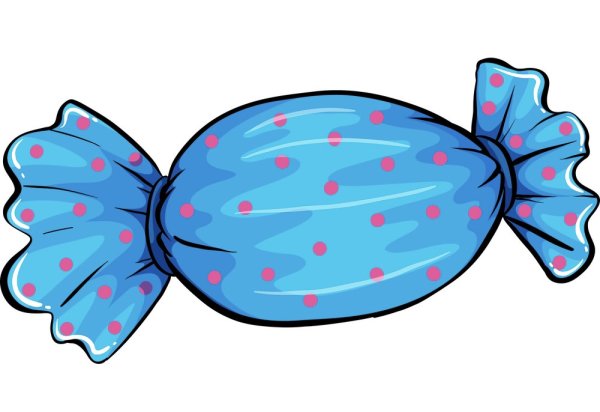 Конфета в фантике на белом фоне