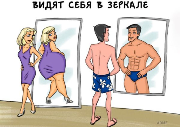 Как видят себя мужчины и женщины в зеркале