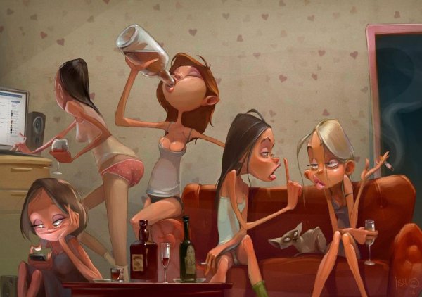 Подружки карикатура