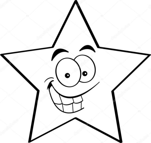 Звезда мультяшная черно-белая