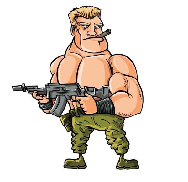 Мультяшный человек с оружием