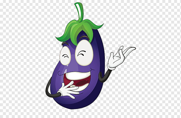 Веселый баклажан на белом фоне