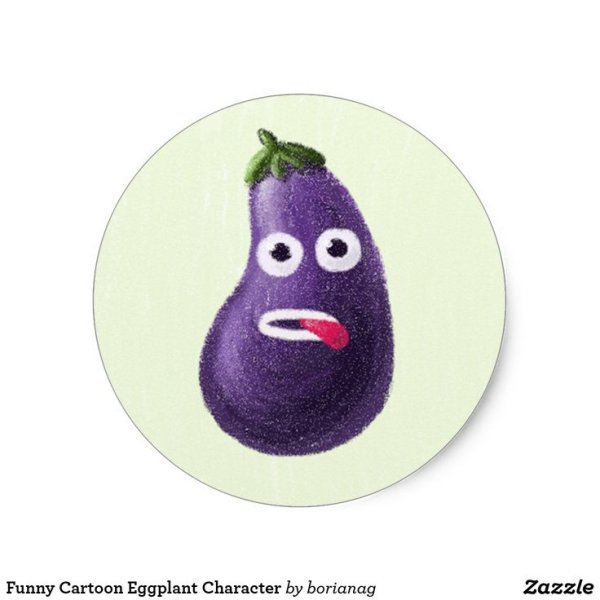 Стикер веселый баклажан