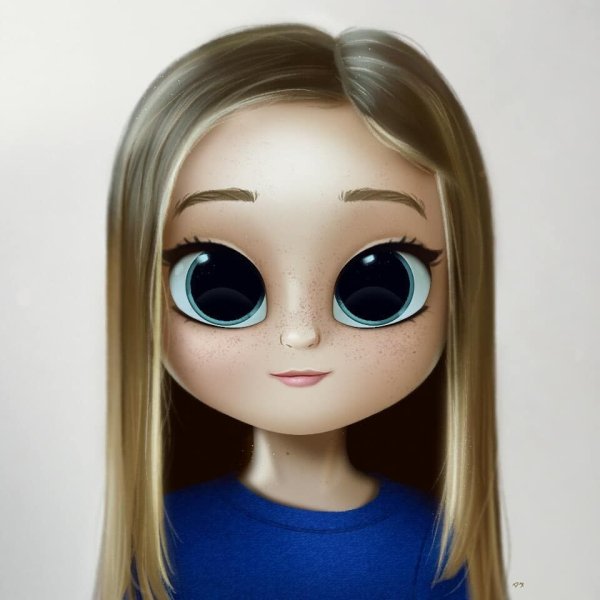 Девочка мультяшка с большими глазами