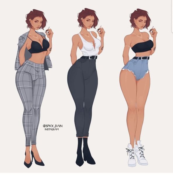 Женское тело в мультяшном стиле