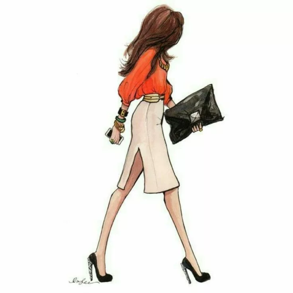 Модные девочки карандашом