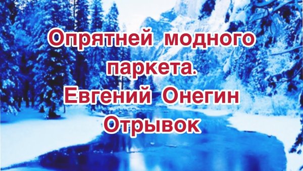 Евгений Онегин опрятней модного паркета