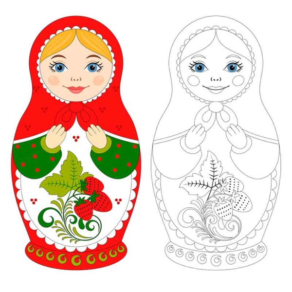 Цветная Матрешка по шаблону