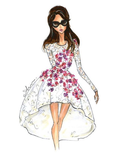Нарисованные девушки в платьях
