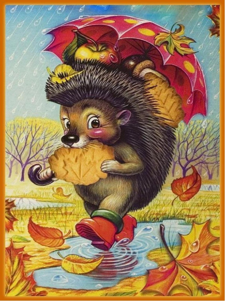 Ежик с листьями