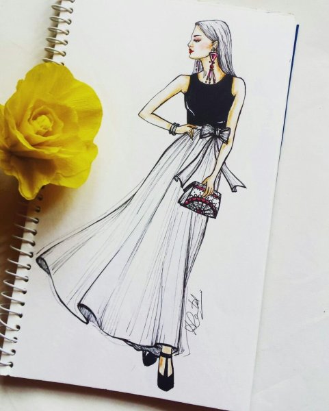 Скетчбук для рисования модные платья