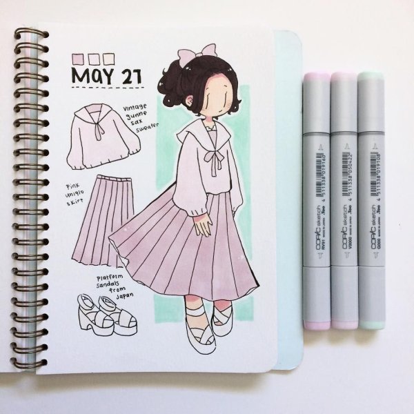 Рисунки для скетчбука одежда