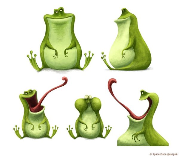 Лягушка прикольная рисованная