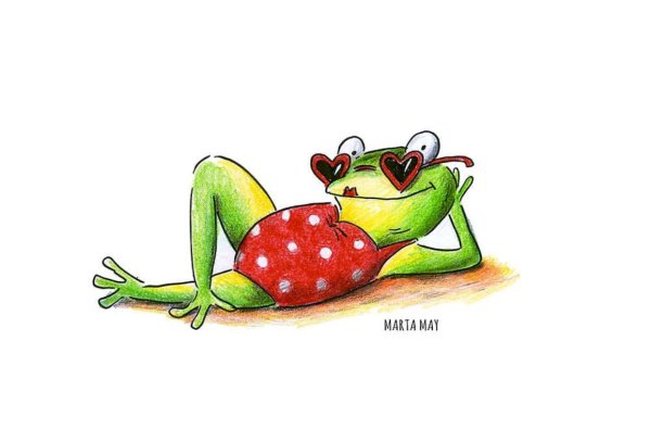 Смешная лягушка рисунок