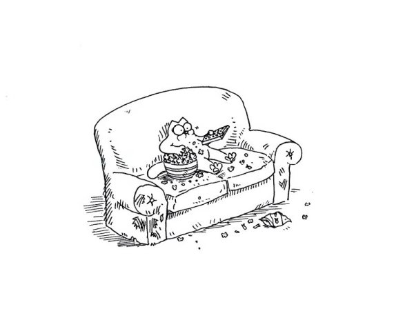 На диване прикольный рисунок