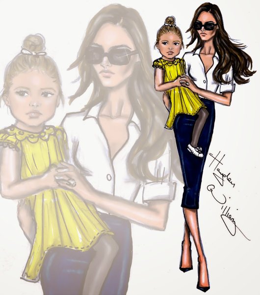 Фэшн иллюстрации мама с ребенком