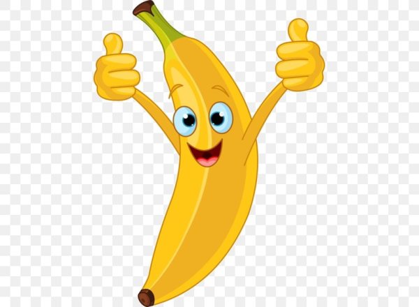 Веселый банан на прозрачном фоне