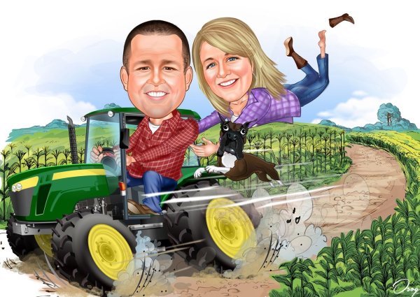 Шарж на тракторе