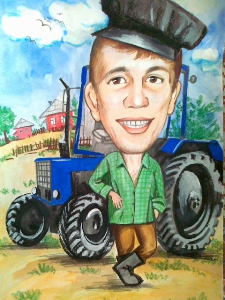 Шарж на тракторе