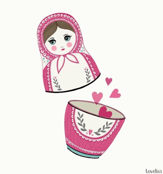 Дизайн нарисованной матрешки