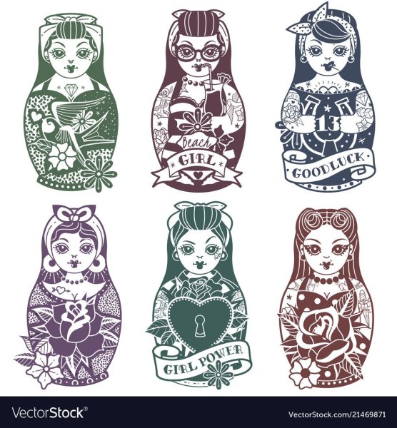 Маленькая Матрешка тату эскиз