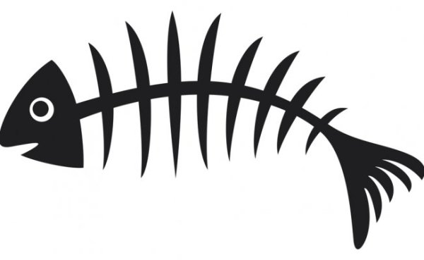 Скелет рыбы трафарет