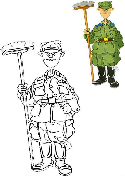 Раскраска солдат на посту