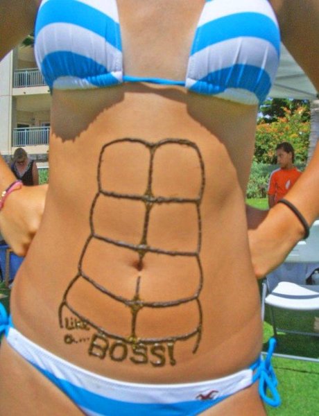 Нарисованный пресс на животе