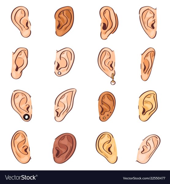 Женские уши в мультяшном стиле