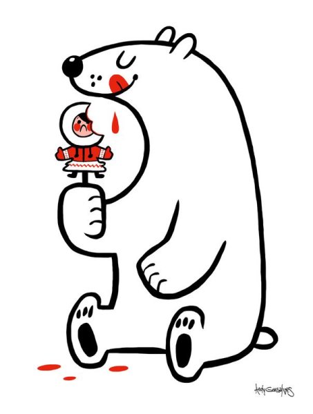 Нарисованный смешной медведь