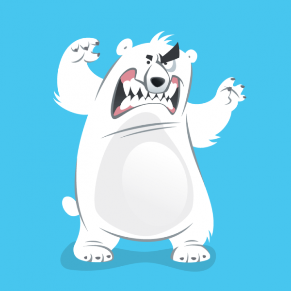 Сердитый белый медведь