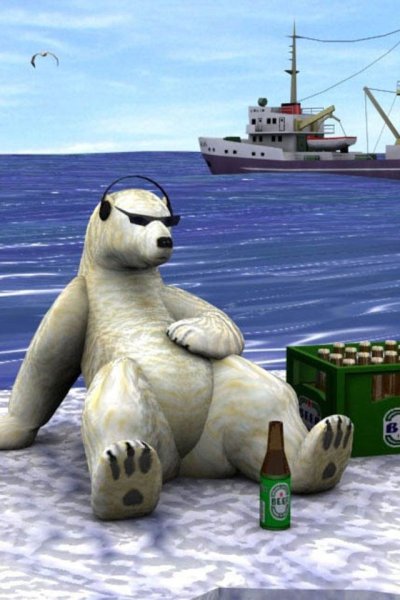 Белый медведь бухает