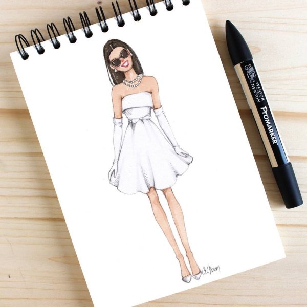 Красивое платье для скетчбука