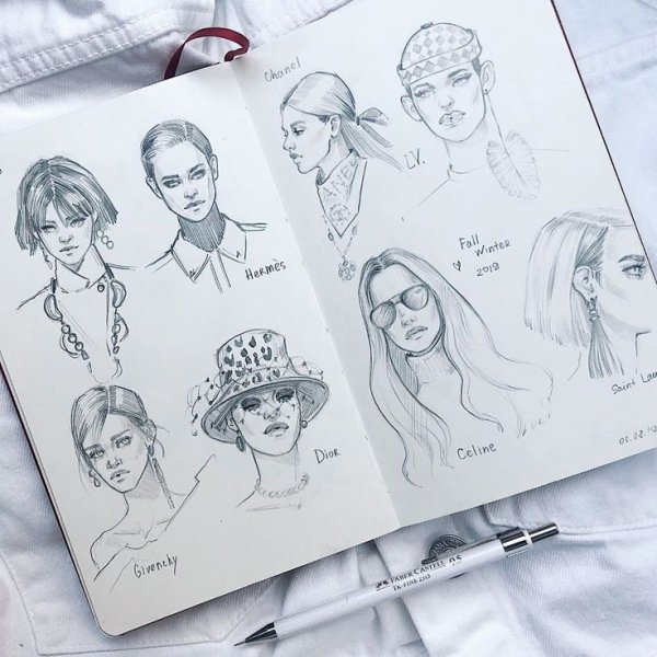 Стили рисования лица в скетчбуке