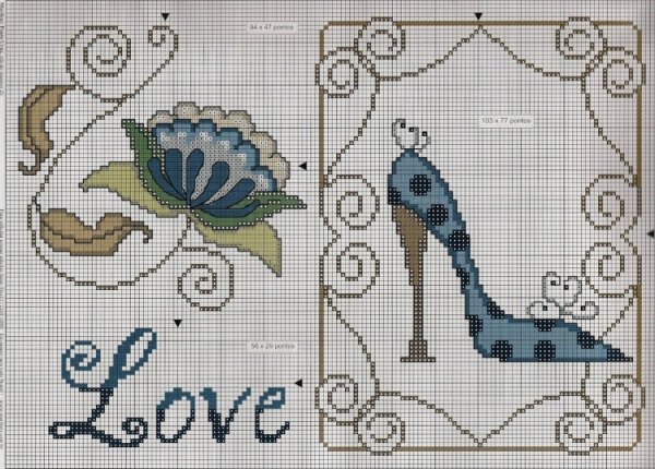 Мини вышивка туфли