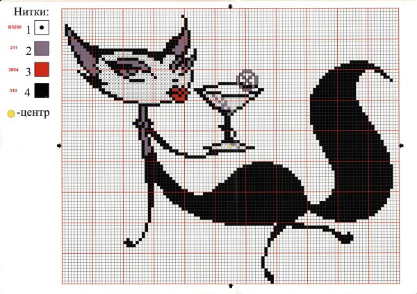 Схемы вышивки крестом кошки гламурки