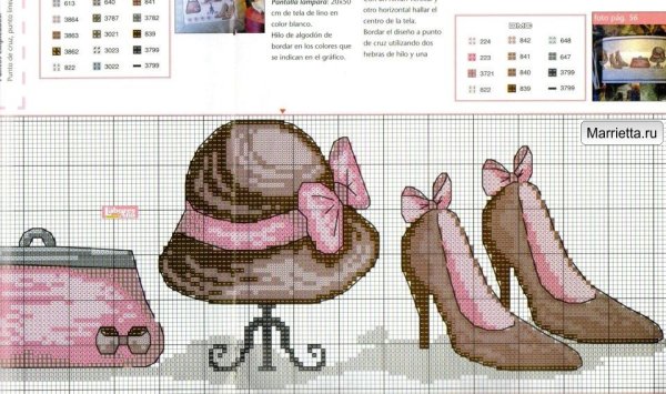 Схема вышивки крестом обувь
