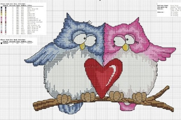 Влюбленные Совы вышивка
