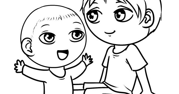 My little sister для детей раскраска