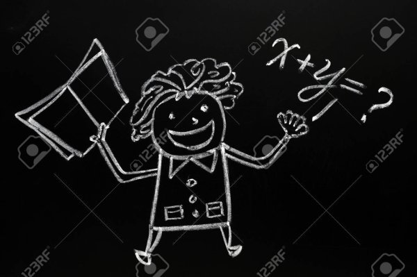 Учитель рисует на доске